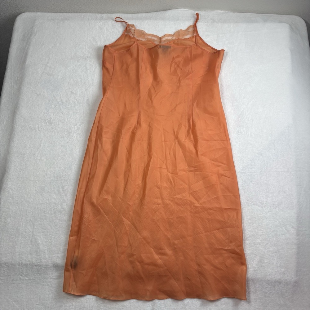 Y2K MixIt Orange Slit Floral Lace Maxi Dress Sheer Women's Size 12 - Picture 4 of 6